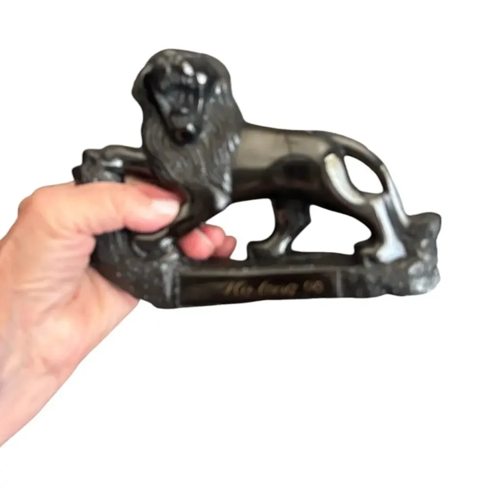 Rare Vintage Hand Carved Anthracite Coal Vietnamese Lion Figurine